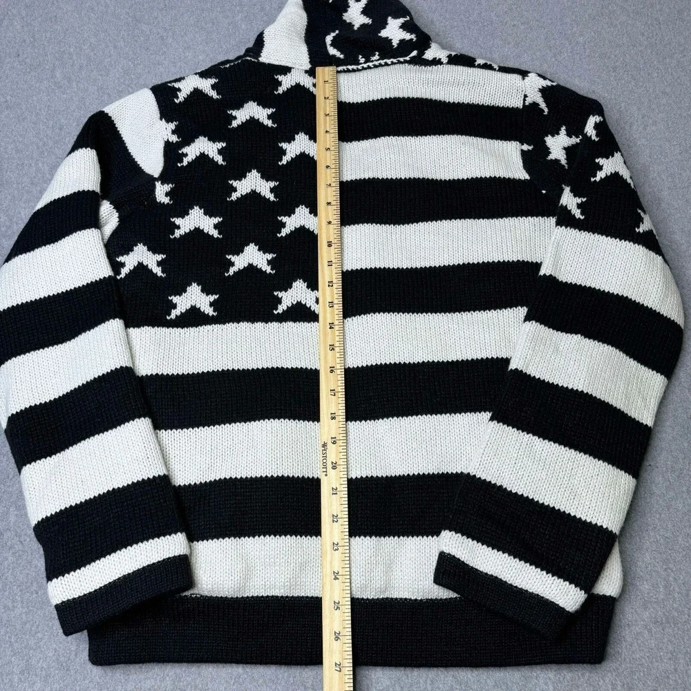VINTAGE RARE Uncle Ralph UR-801 Men's Button Up Quilted Jacket Allover Flag Sz L